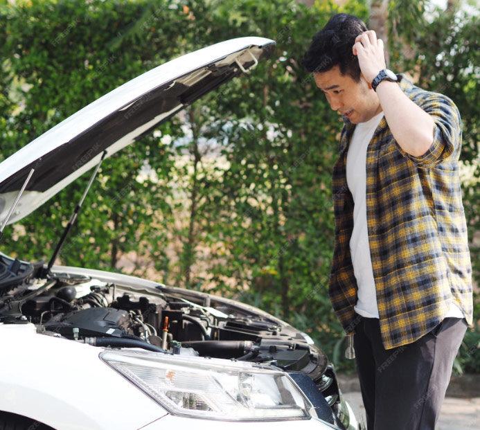 Man stranded with a dead car battery